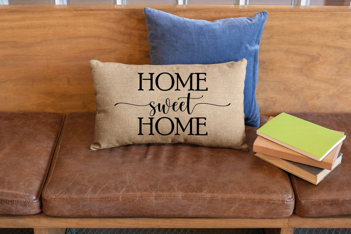 Home Pillow, Home Pillow Cover, Burlap Lumbar Pillow, Farmhouse Decor, Home Sweet Home, New Home Gift, Personalize Home, Housewarming Gift - Arria Home