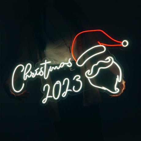 Chrtistmas 2023 New Year Neon Sign, Battery Operated Xmas Neon Light, Christmas Eve Decor, Santa Claus, Merry Christmas, Christmas Stocking - Arria Home