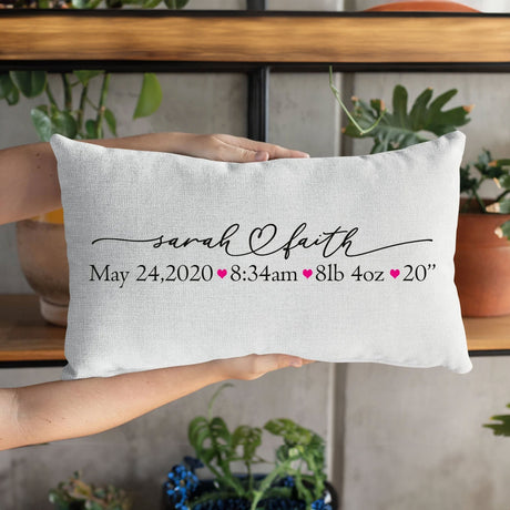 Birth Stats Pillow, Birth Stats Gift, Baby Gift, Baby Girl Gift, Baby Shower Gift, Gift For Baby Girl, Newborn Gift, Baby Gifts For Girls - Arria Home