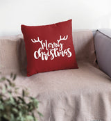 Merry Christmas Antler Pillow, Christmas Decor, Noel Cushion Cover, Xmas Lumbar Pillow, Christmas Gift, Farmhouse Decor, Accent Pillow - Arria Home