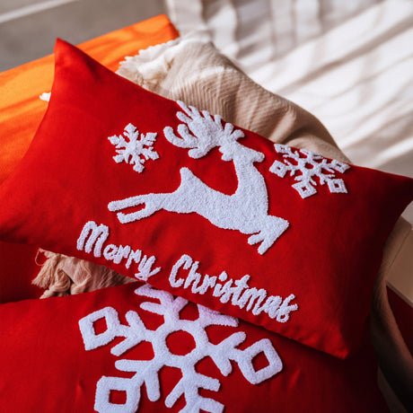 Merry Christmas Pillows, Reindeer with Snowflakes, Christmas Ornaments, Xmas Decorations, Christmas Gift, Christmas Decorations, Noel Gift - Arria Home