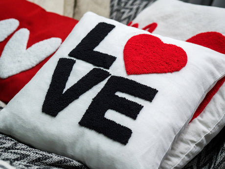 Couple Punch Needle Love Pillow, Anniversary Gift, Gift for Him, Husband Gift Idea, Embroidered Couple Pillow, Wife Gift, Valentines Day - Arria Home