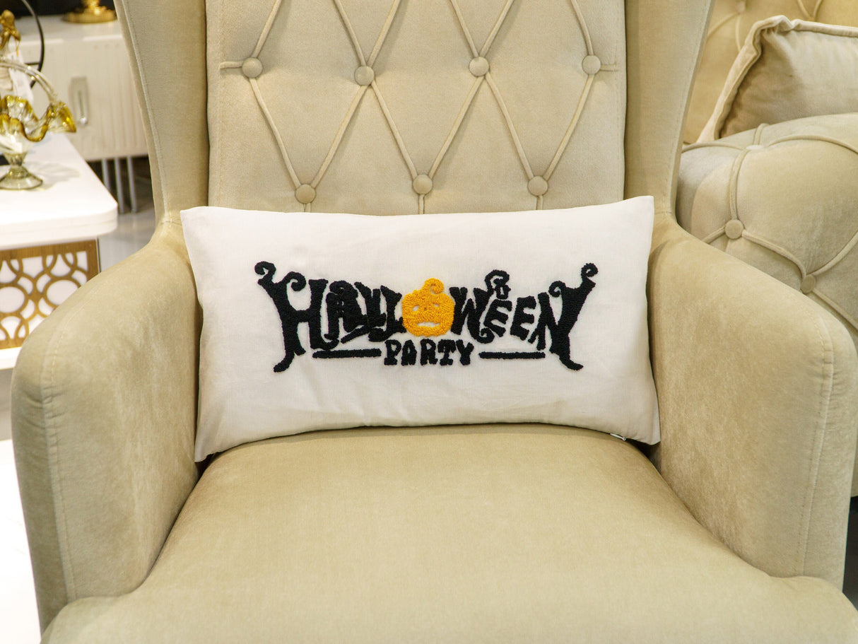 Happy Halloween Embroidered Pillow, Happy Halloween Decorations, Living Room Decor, Happy Holiday Decor, Custom Pillow, Punch Needle.