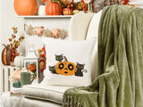 Custom Spooky Halloween Throw Pillow, Personalize Fall Decor Pillow, Farmhouse Decor, Pumpkin Pillow, Hocus Pocus, Happy Halloween, Fall Cat - Arria Home