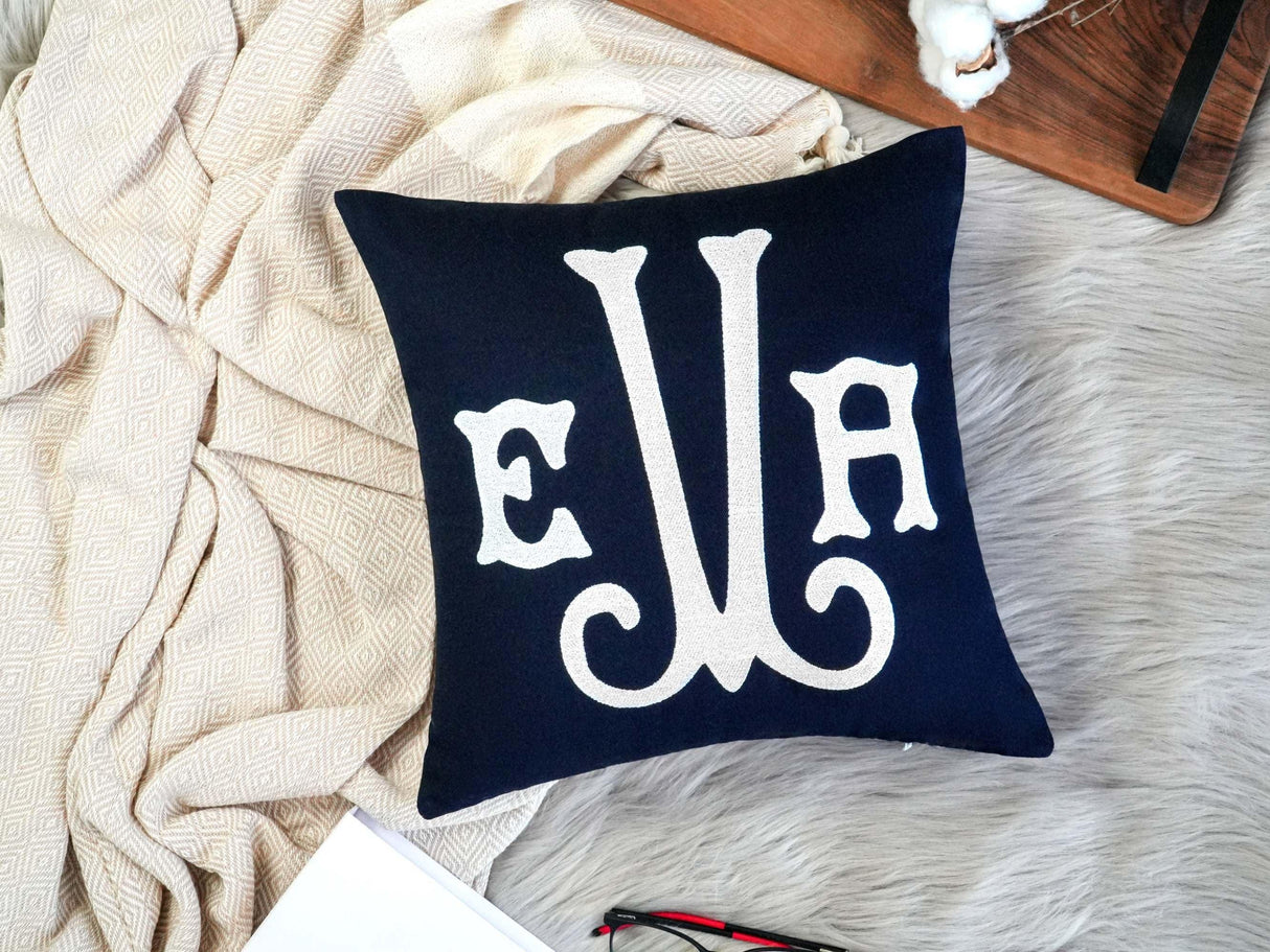 Monogram Housewarming Embroidery Pillow, Personalized Monogramed Pillow, New Home Gift, Realtor Closing Gift, First Home Gift, Custom Pillow - Arria Home