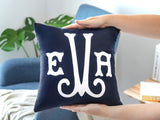 Embroidered Monogram Pillow, Personalized Wedding Monogramed Lumbar Pillow, Custom Throw Pillow, Engagement Gift for Couple, Initial Pillow - Arria Home