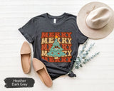 Merry Christmas Shirt With Christmas Tree, Christmas Shirts, Christmas Gifts, Christmas Tree Shirt, Xmas Party TShirt, Winter TShirts