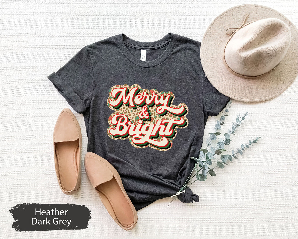 Merry And Bright Shirt, Leopard Merry Bright Shirt, Merry Christmas Shirt, Christmas Shirt, Christmas Gifts, Holiday Shirt, Xmas T-Shirt