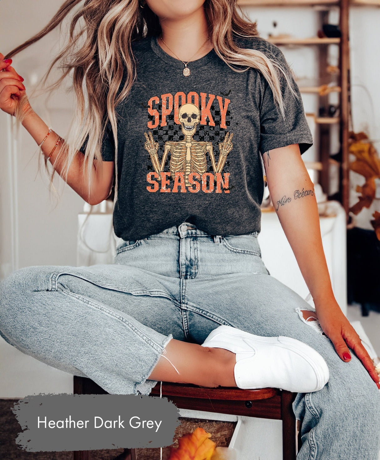 Spooky Skeleton Shirt, Spooky Season Shirt, Spooky TShirt, Halloween Shirts, Halloween Gift, Skeleton T-Shirt, Halloween Skeleton Tee