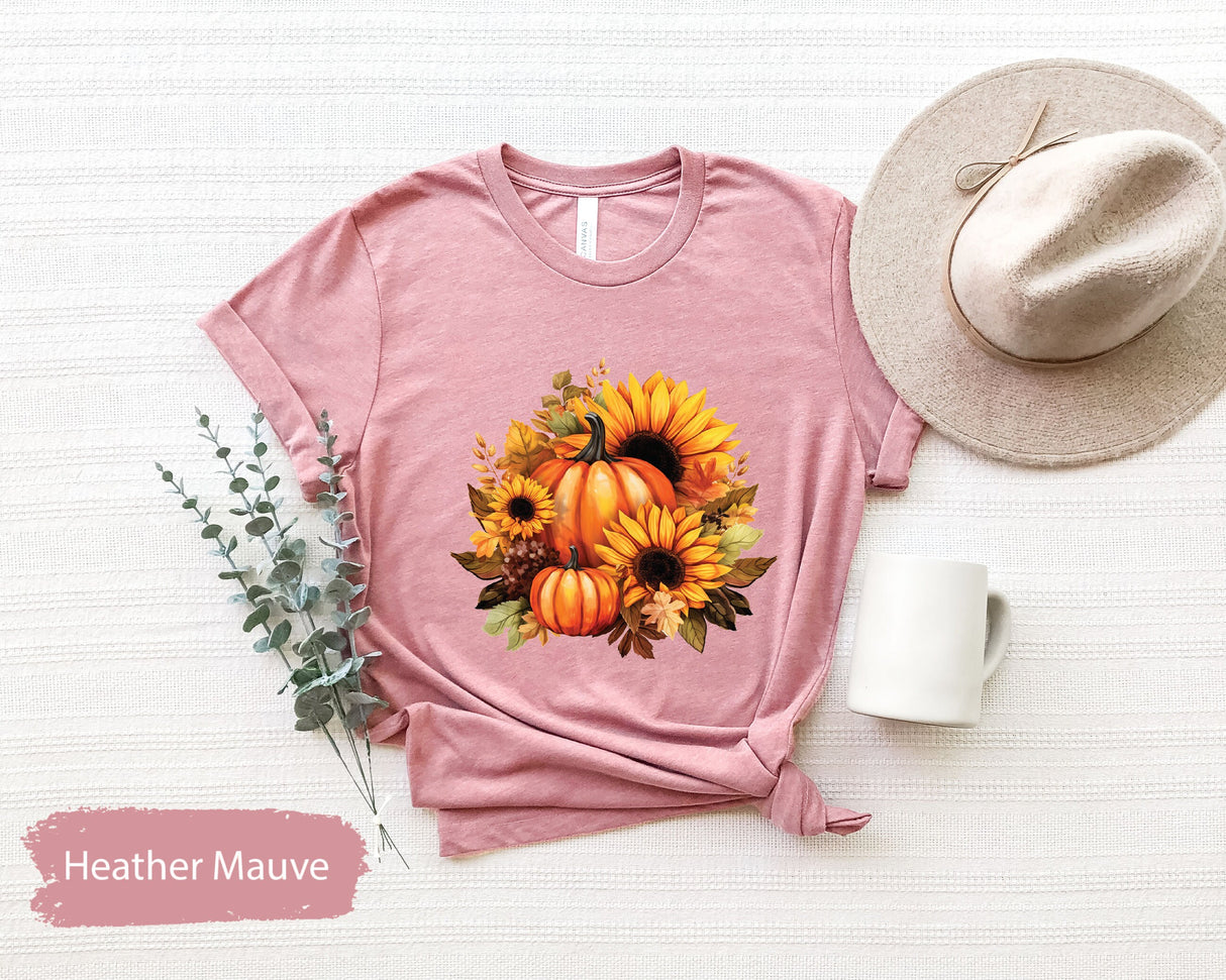 Sunflower Pumpkin Shirt, Watercolor Pumpkin Shirt, Pumpkin TShirt, Pumpkin Patch Shirt, Pumpkin Fall Shirt, Fall Season Shirt