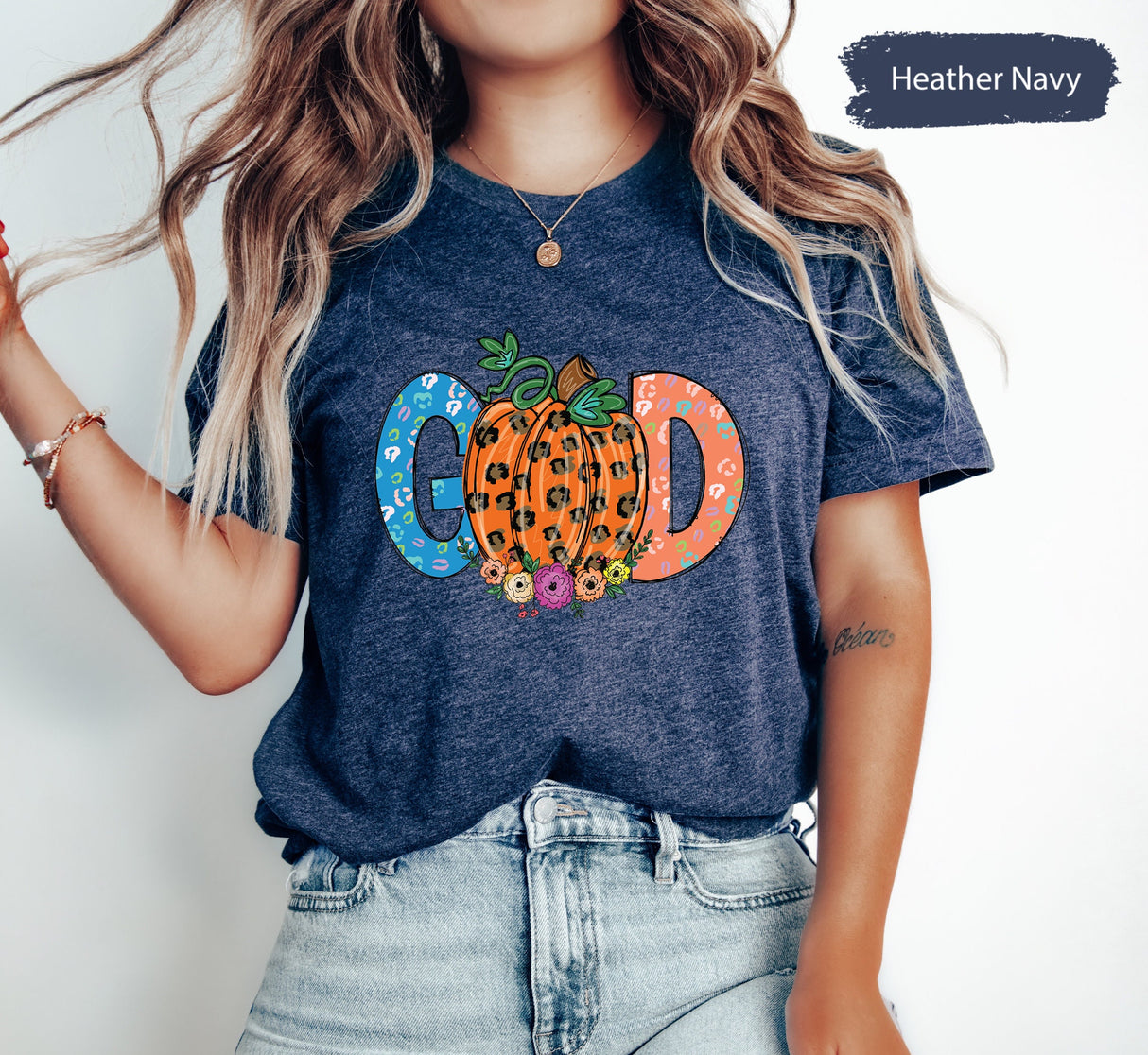 Leopard Pumpkin God Shirt, Thanksgiving Shirt, Thanksgiving Dinner Shirt, God Shirt, Pumpkin TShirt, Christian Shirts, Christian Gift