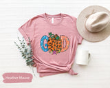 Leopard Pumpkin God Shirt, Thanksgiving Shirt, Thanksgiving Dinner Shirt, God Shirt, Pumpkin TShirt, Christian Shirts, Christian Gift