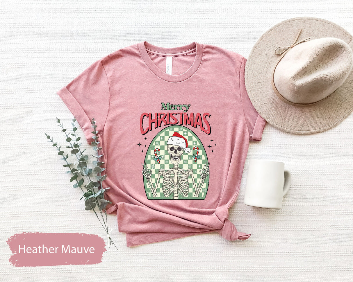 Merry Christmas Skeleton Shirt, Christmas Shirt, Christmas Gifts, Xmas Skeleton Shirt, Holiday Skeleton Shirt, Winter TShirt, Xmas Party Tee