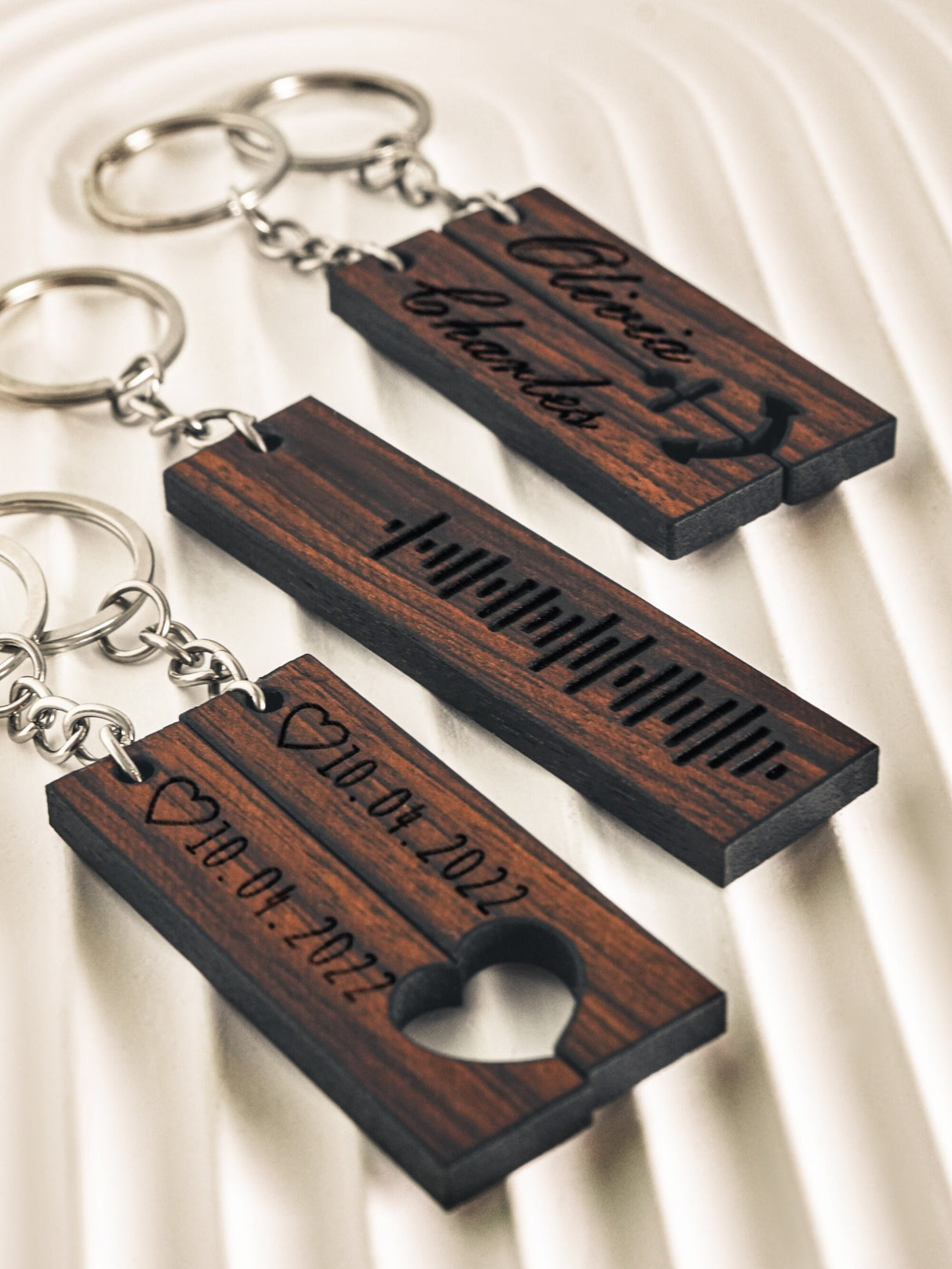 Personalized Song Code Keychain, Music Scannable Keychain, Best Friend Matching Keychain Charm, Wooden Song Keychain, Custom Friendship Gift - Arria Home