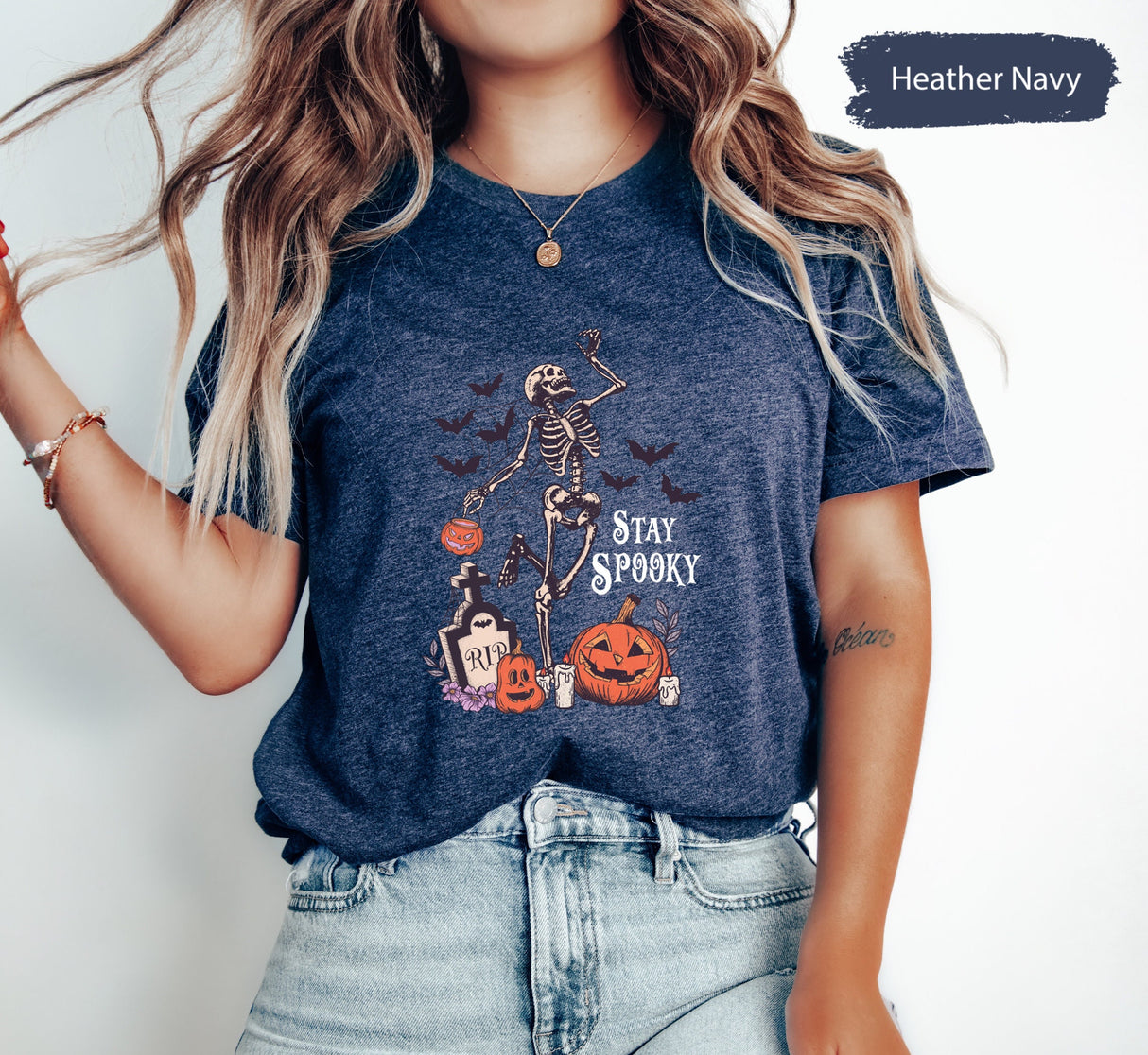 Stay Spooky Shirt, Skeleton Pumpkin Shirt, Spooky TShirt, Spooky Season Shirt, Halloween Skeleton Shirt, Skeleton Shirt, Halloween Shirts