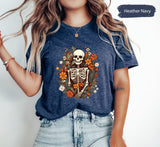 Floral Skeleton Shirt, Skeleton TShirt, Fall Skeleton Shirt,  Boho Floral Skeleton Shirt, Goblincore TShirt, Botanical Skeleton Tee