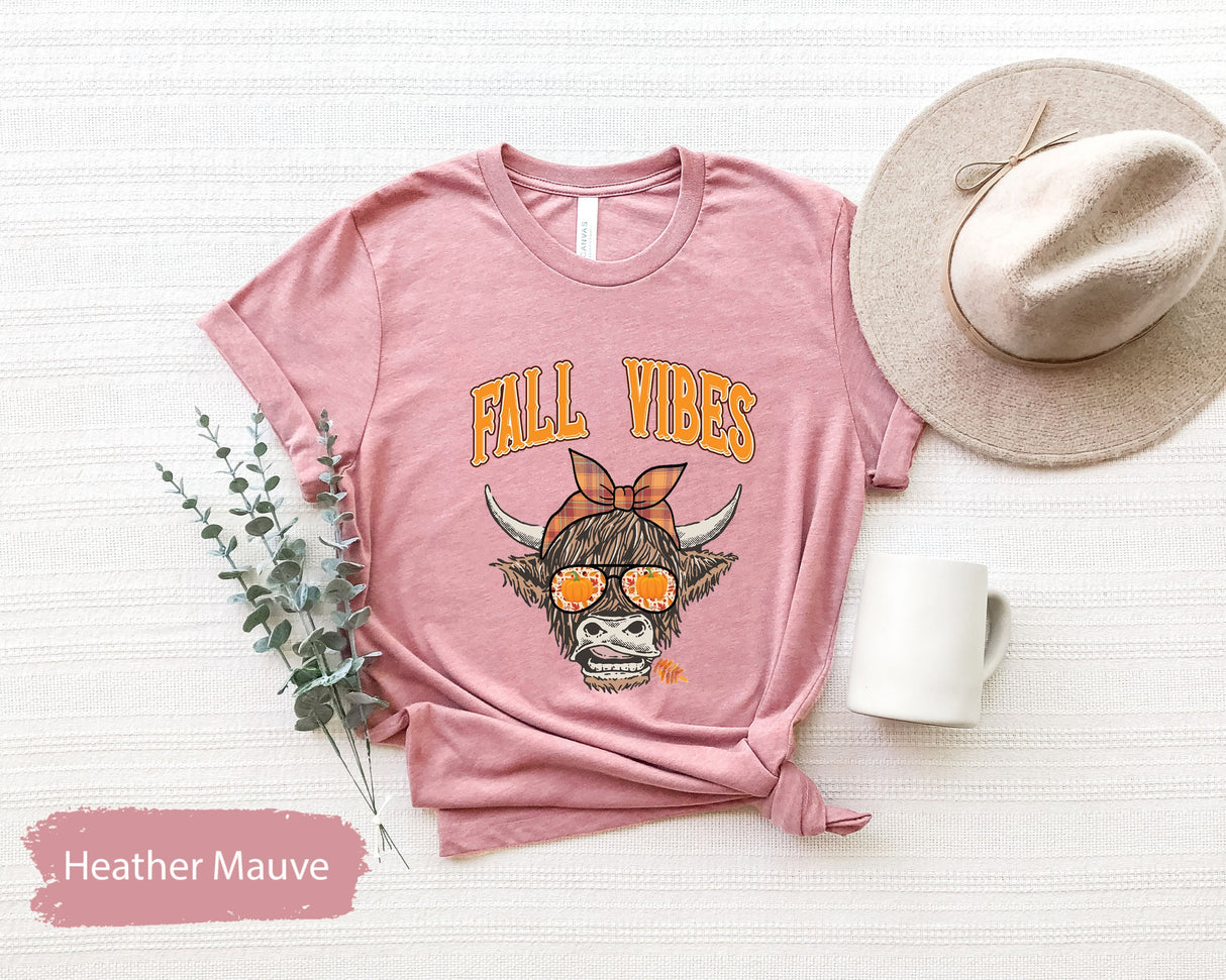 Fall Vibes Shirt, Fall Cow TShirt, Fall Heifer Shirt, Womens Fall Shirts, Fall TShirt, Fall Gift, Farmhouse Fall Shirt, Cow Lover Shirt