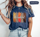 Leopard Thankful Shirt, Thankful Gift, Thanksgiving Shirt, Autumn Shirt, Fall TShirt, Womens Fall Shirt, Thanksgiving Dinner, Family Dinner