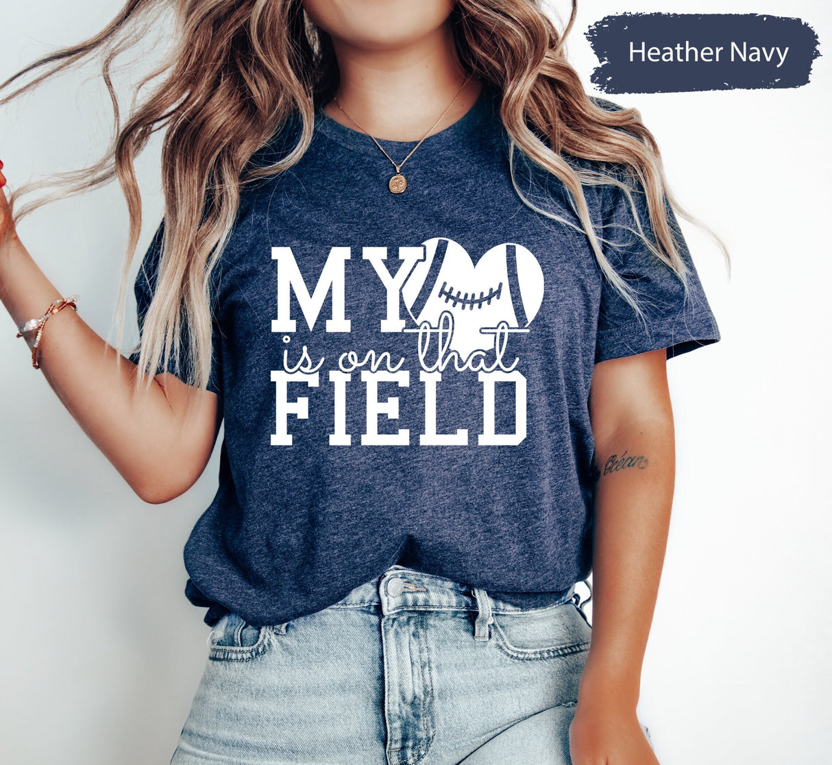 Womens Football Shirt, Football Shirt, Football Mom Shirt, Football Mama Gift, Game Day Shirt, Sports Mom Shirt, My Hearth is On That Field