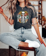 Skeleton Shirt, Boho Floral Skeleton Shirt, Goblincore Graphic Tee, Floral Skeleton Shirt, Skeleton Gift, Cute Halloween Shirt, Skeleton Tee