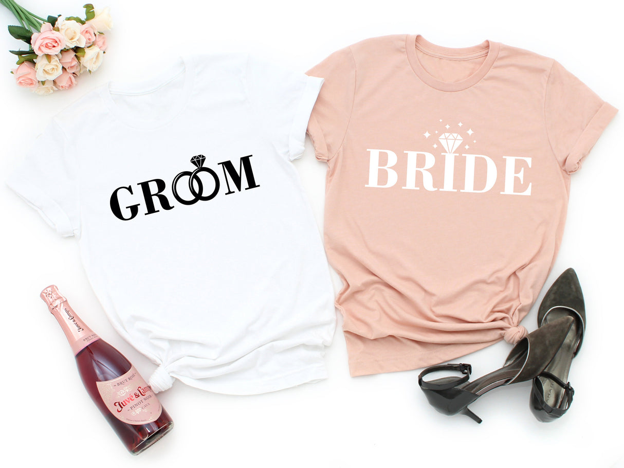 Bride and Groom Shirt, Bride to Be Shirt, Engaged Shirt, Wedding Party T-shirt, Engagement Shirt, Honeymoon Shirt, Bride Shirt, Bridal Gift