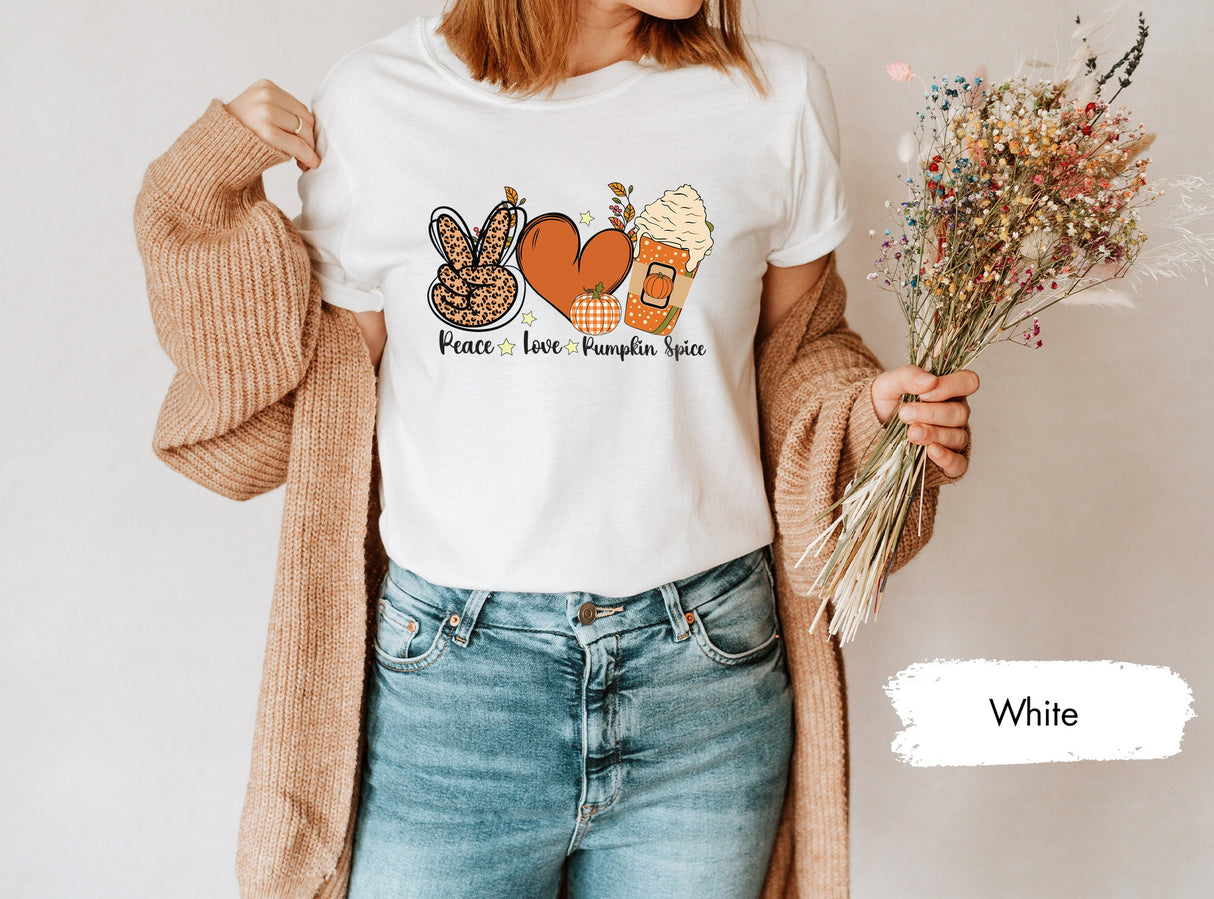 Peace Love Pumpkin Spice Shirt, Pumpkin Spice Shirt, Pumpkin Season Shirt, Autumn Pumpkin Shirt, Fall Pumpkin Shirt, Pumpkin TShirts