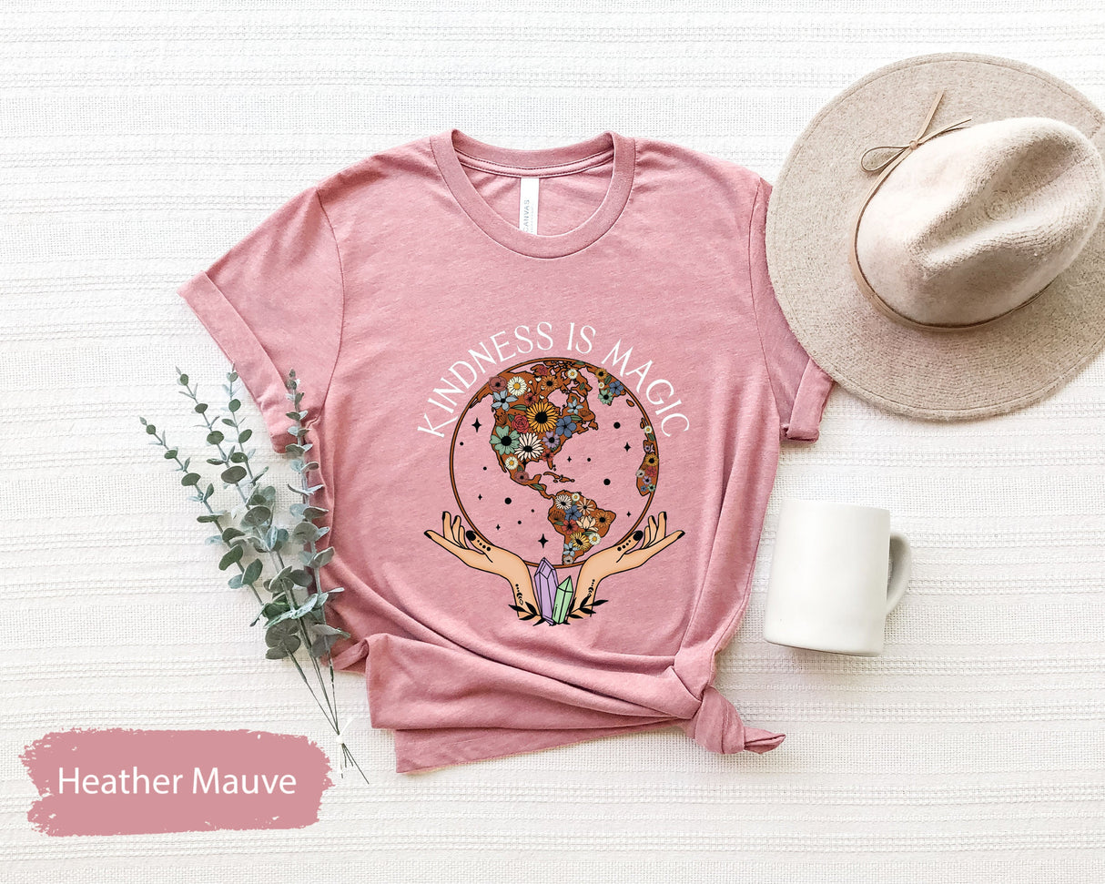 Kindness Is Magic Shirt,  Floral Crystal Balls Shirt, Kindness Gift, Kindness Shirt, Inspirational Shirt, Motivational Shirt, Counselor Tee