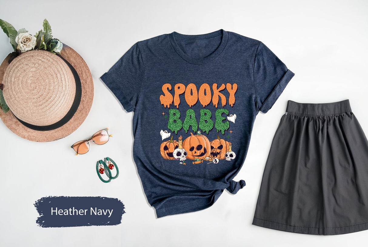 Spooky Babe Shirt, Spooky TShirt, Spooky Vibes T-Shirt, Halloween Pumpkin Tee, Pumpkin Shirt, Halloween Gifts, Gift For Halloween