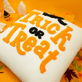 Trick or Treat Halloween Embroidered Pillow, Cute Halloween Fall Decorations, Ghost Pillow, Bat Decor, Spooky Cat Decor, Custom Throw Pillow - Arria Home