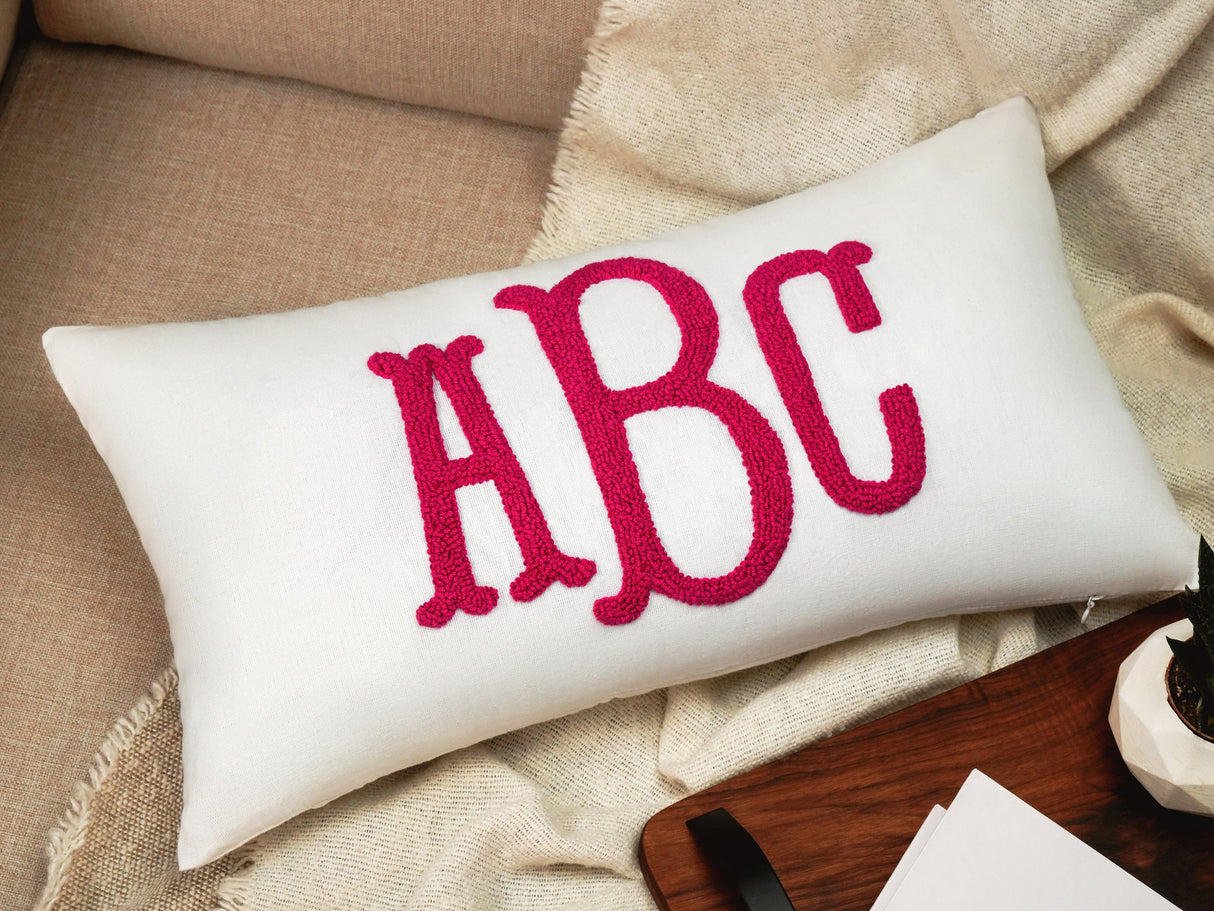 Monogram Custom Punch Needle Pillow, Embroidery Gift for Couple, Initial Wedding Monogram, New Home Housewarming Gift, Home Decorations Gift - Arria Home