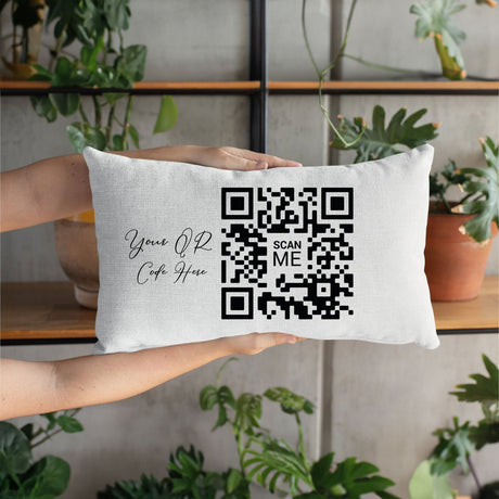 Personalize Pillow, QR Code Pillow, Office Pillow Case, Custom Lumbar Pillow, Personalized Pillows, Company Pillow, Housewarming Gift - Arria Home