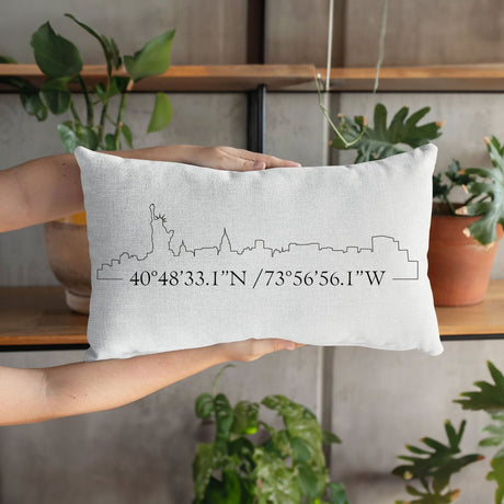 Personalized City Skyline Pillow, Coordinate Pillow, Home Pillow, House Warming Gift, Housewarming Pillow, New Home Pillow, Skyline Art - Arria Home