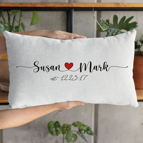 Custom Pillow, Personalize Pillow, Couple Pillow, Name Pillow Cover, Custom Lumbar Pillow, Wedding Gift, Anniversary, Kissen Personalisiert - Arria Home