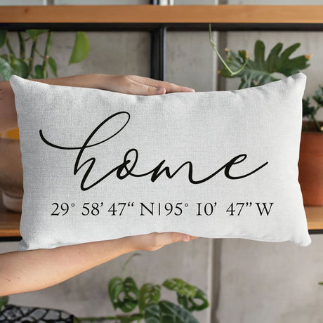 Home Latitude Longitude Pillow, Coordinates Pillow, Address Pillow, Custom Address Pillow, House Warming Gift, New Home Gift, Home Pillow - Arria Home