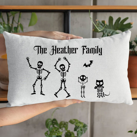 Halloween Personalize Pillow, Family Skeleton Custom Pillow, Funny Helloween Pillowcase, Fall Decor, Halloween Decor, Skeleton Decor, Spooky - Arria Home