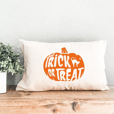 Trick or Treat Pumpkin Face Halloween Pillow, Fall Decorations, Halloween Decor, Halloween Gift, Accent Pillow, Farmhouse Decor, Pillow - Arria Home