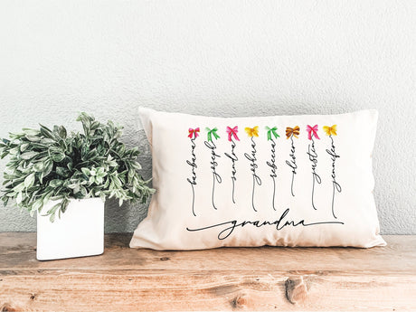 Custom Grandma Pillow, Personalized Grandkids Name Pillow, Grandma Gift, Gift for Grandparents, Create Your Grandma Pillow, Grandma Birthday - Arria Home