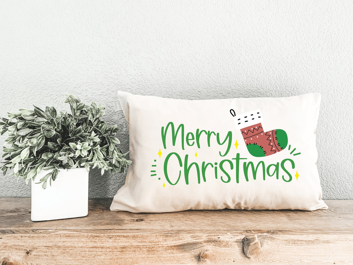 Merry Christmas Pillow, Christmas Stocking Decor, Christmas Gift, Xmas Pillow Cover, Noel Throw Pillow, Christmas Cushion, Christmas Pillow - Arria Home