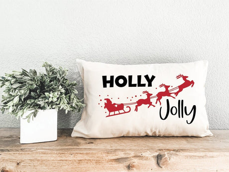 Santa Sleigh Decor Pillow, Christmas Decor, Christmas Pillow, Holly Jolly Sleigh Pillow, Xmas Lumbar Pillow, Noel Throw Pillow, Christmas - Arria Home