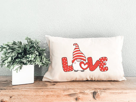 Valentine Gnome Pilllow, Valentines Day Gift Idea, Funny Couple Gift, Love Gnome Heart Pillow, Gift from Boyfriend, Couple Gifts, Pillow - Arria Home