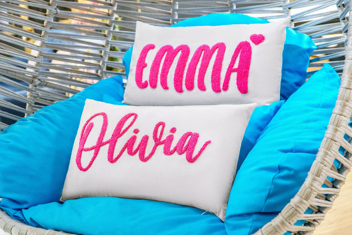 Personalized Girl Baby Room Decor, Baby Girl Nursery Pillow, Custom Pillow Cover, Personalized Pillow, Punch Needle, Girl Kid Birthday Gift - Arria Home