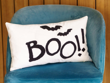 Embroidered BOO Halloween Decor, Halloween Pillow, Halloween Gift, BOO Pillow, Halloween Decor, October Decor, Fall Decor, Decorative Pillow - Arria Home