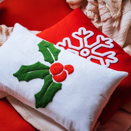 Holly Berry Christmas Personalized Pillow, Punch Needle Embroidered Pillow, Joy Wreath, Christmas Stocking, Santa Claus HO HO HO, Xmas Decor.