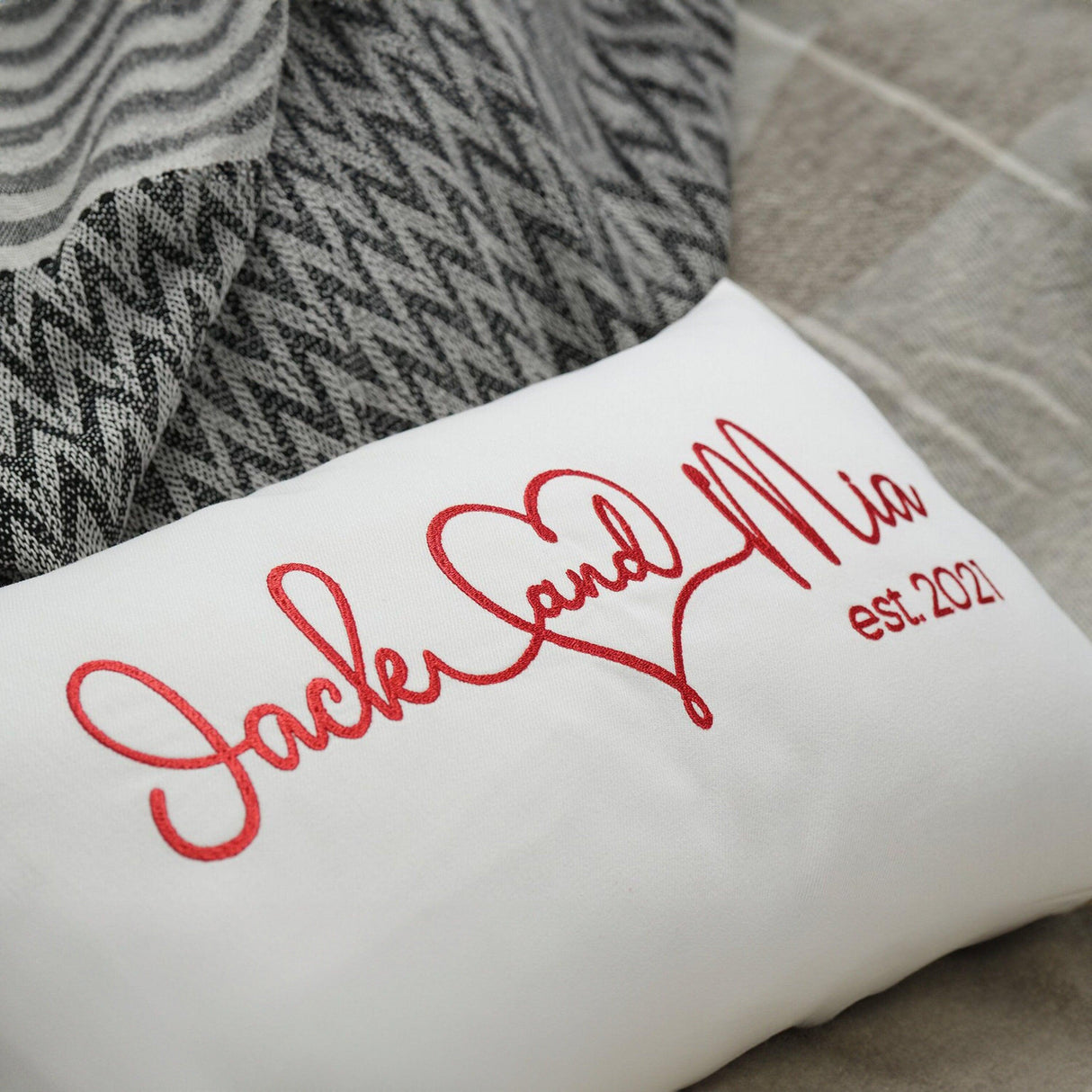 Custom Embroidered Wedding Gift, Personalized Couple Name Pillow, Mother of Bride Gift From Daughter Engagement Gifts for Couple Name Pillow - Arria Home