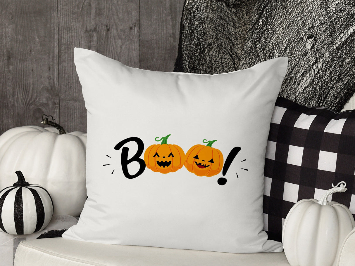 Custom Spooky Halloween Throw Pillow, Personalize Fall Decor Pillow, Farmhouse Decor, Pumpkin Pillow, Hocus Pocus, Happy Halloween, Fall Cat - Arria Home