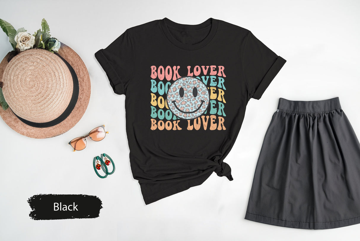 Book Lover Shirt, Happy Face TShirt, Book Lover Gift, Bookish Shirt, Book Club Shirt, Bookworm Shirt, Reading Shirt, Librarian Shirts