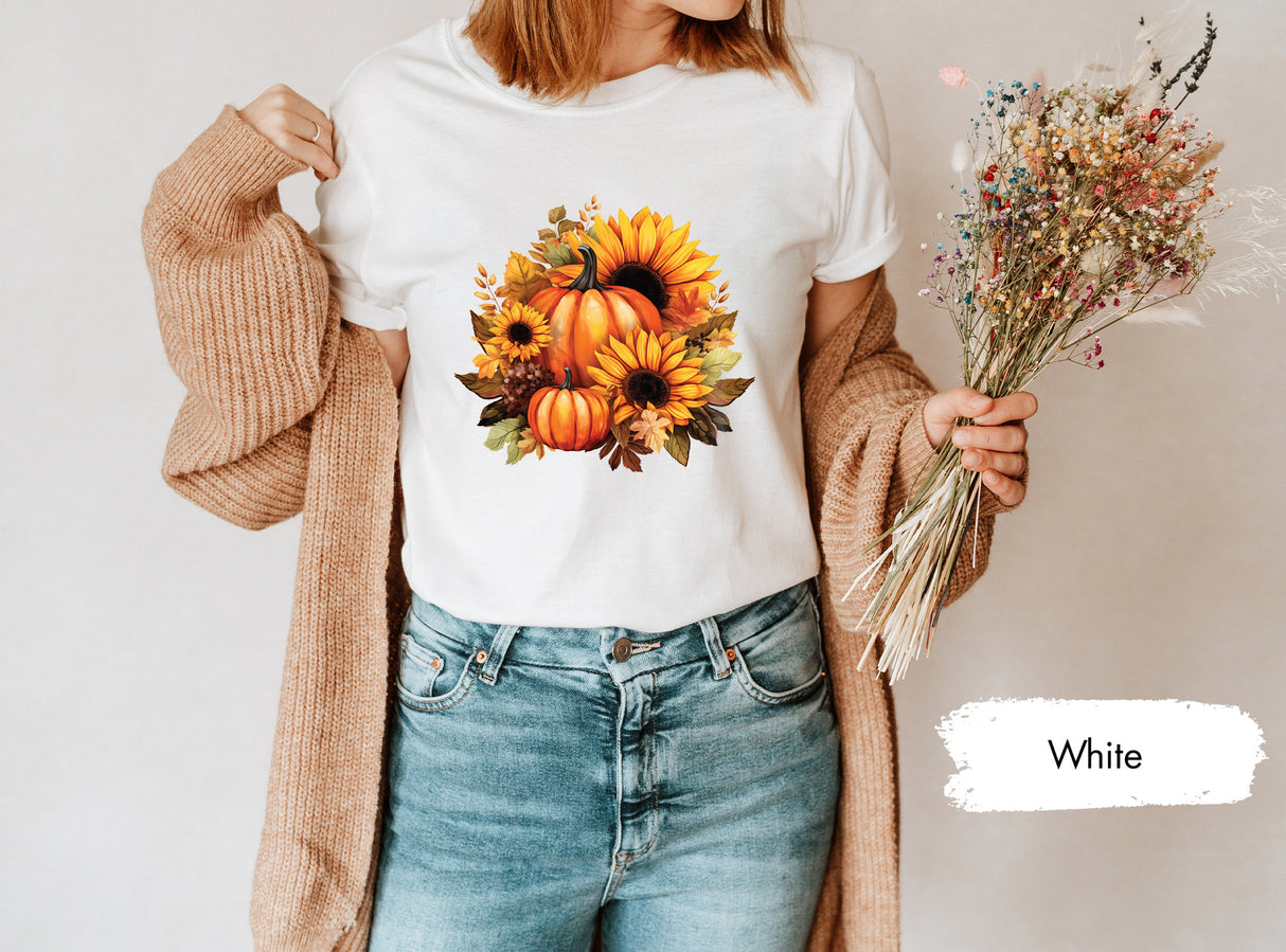 Sunflower Pumpkin Shirt, Watercolor Pumpkin Shirt, Pumpkin TShirt, Pumpkin Patch Shirt, Pumpkin Fall Shirt, Fall Season Shirt