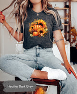 Sunflower Pumpkin Shirt, Watercolor Pumpkin Shirt, Pumpkin TShirt, Pumpkin Patch Shirt, Pumpkin Fall Shirt, Fall Season Shirt