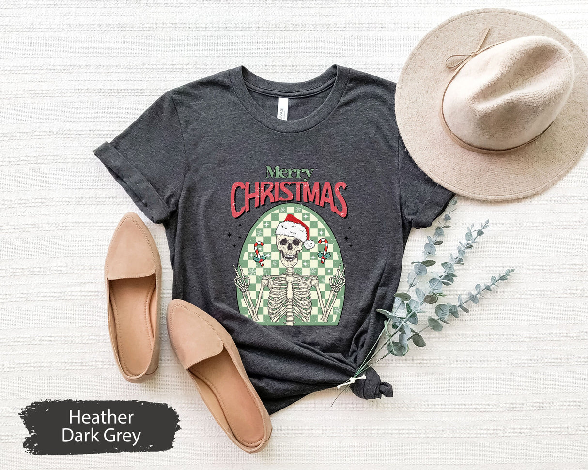 Merry Christmas Skeleton Shirt, Christmas Shirt, Christmas Gifts, Xmas Skeleton Shirt, Holiday Skeleton Shirt, Winter TShirt, Xmas Party Tee