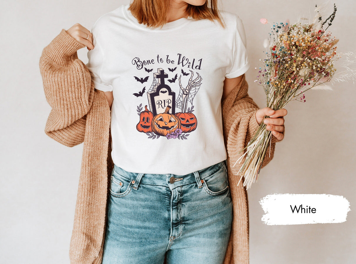 Bone To Be Wild Shirt, Skeleton Hand Shirt, Halloween Pumpkin Shirt, Spooky Season Shirt, Spooky TShirt, Horror Shirt, Halloween Shirts